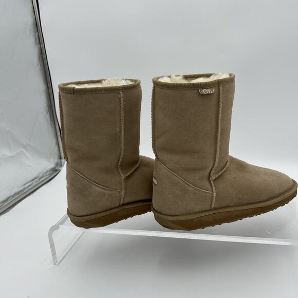 EMU Bronte Lo Suede Upper Boot w/ Merino Wool Lining Size W-F10/M-H9 Beige Clean - Picture 5 of 16